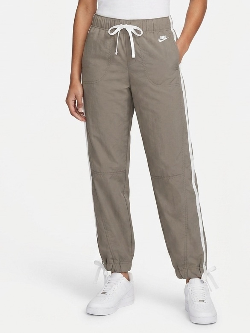 Nike Vintage Track Pants Womens M Olive‎ White Stripe Y2K 245870-207